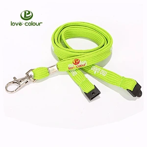 Custom fluorescence green tubular flat lanyard with safety buckle