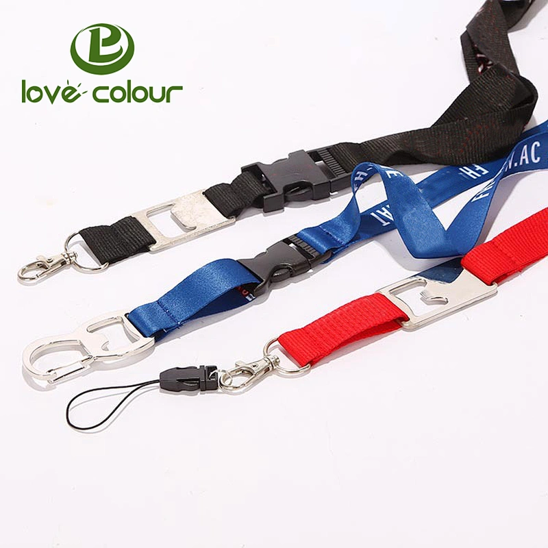 China Factory Wholesale Polyester Beer Bottle Opener Lanyard Strap