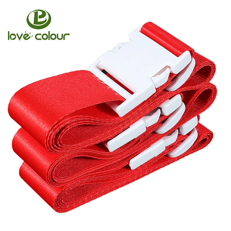 Custom polyester webbing luggage safety belt with white buckle