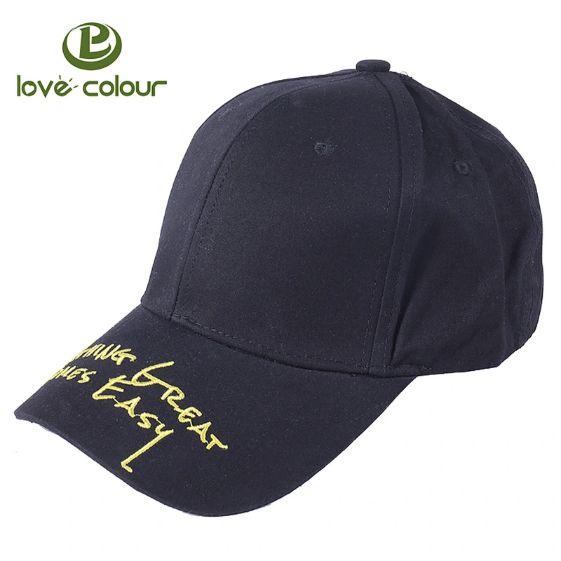 Fashion Black Color Men Baseball Cap Cotton Hat for Promotion