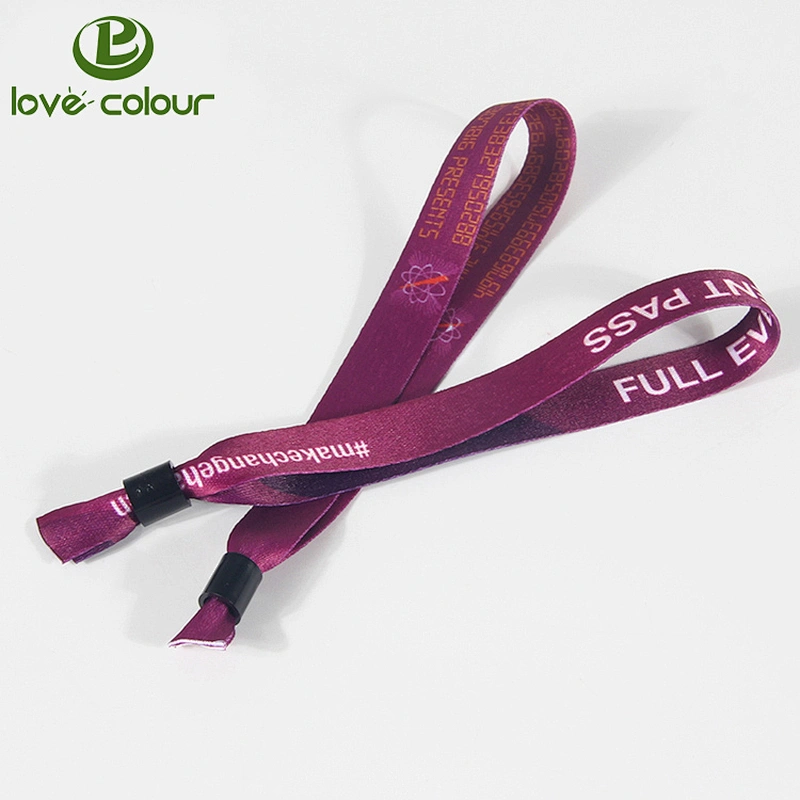 Custom polyester full colorful printed wedding wristband with lock