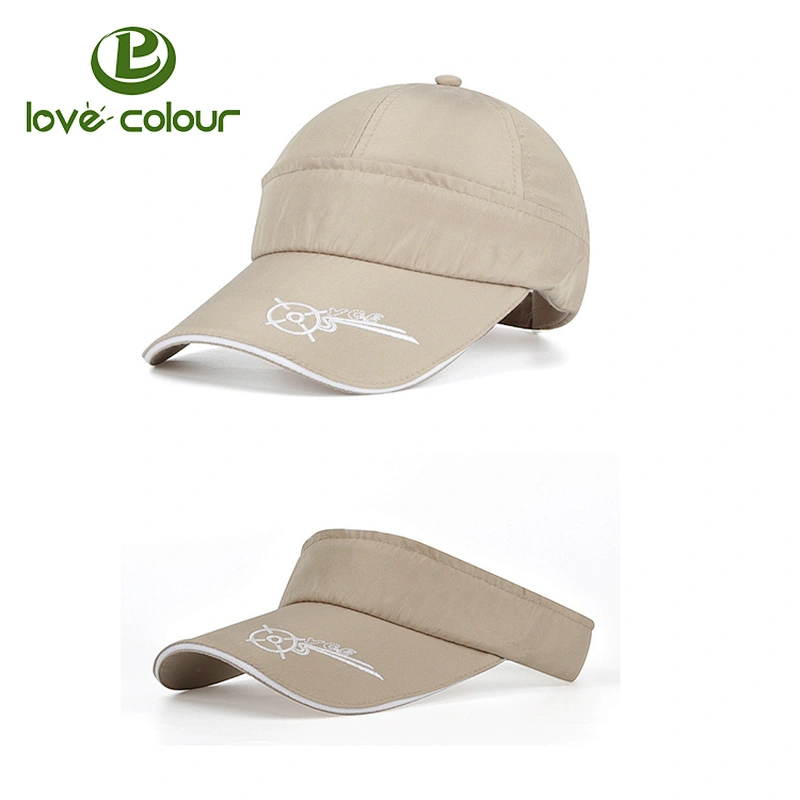 Customized embroidery logo outdoor sun sports hat cotton sun visor caps