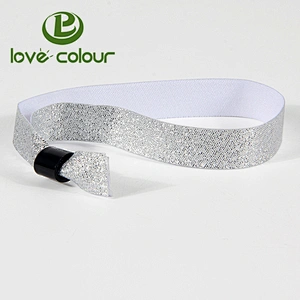 Custom made event tickets polyester wristbands with sliding fastener