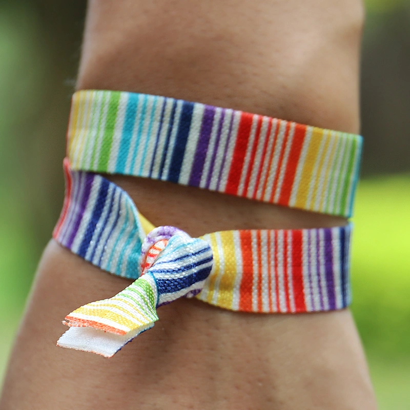 Colorful beautiful girl custom printed knotted elastic hair tie