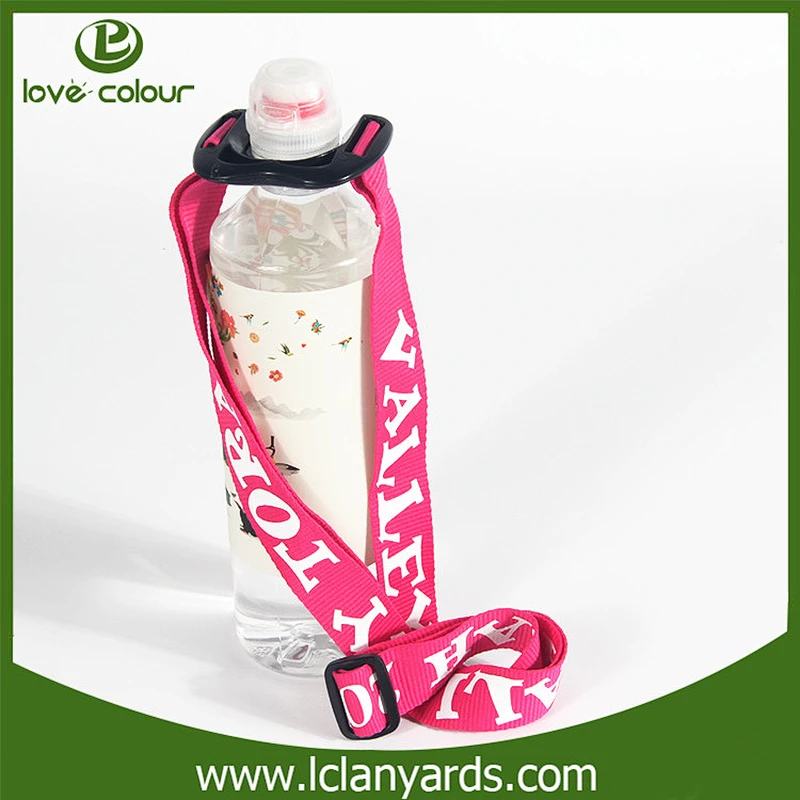 Cute functional polyester lanyard water bottle carrying strap