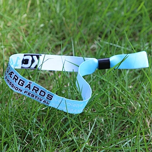 One Time Use Wristbands Polyester Custom Cloth Woven Wristband