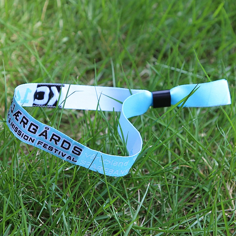 One Time Use Wristbands Polyester Custom Cloth Woven Wristband
