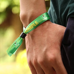 Hot custom cheap satin material event fabric entrance wristband with sliding lock