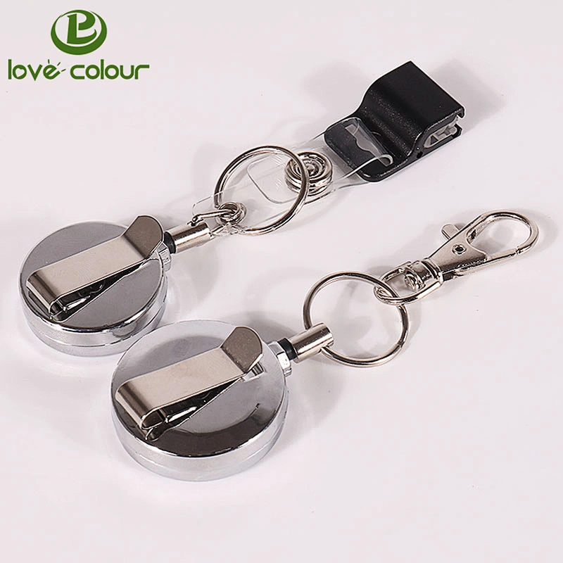 Detachable ID Badge Reel Metal Clip and Key Ring