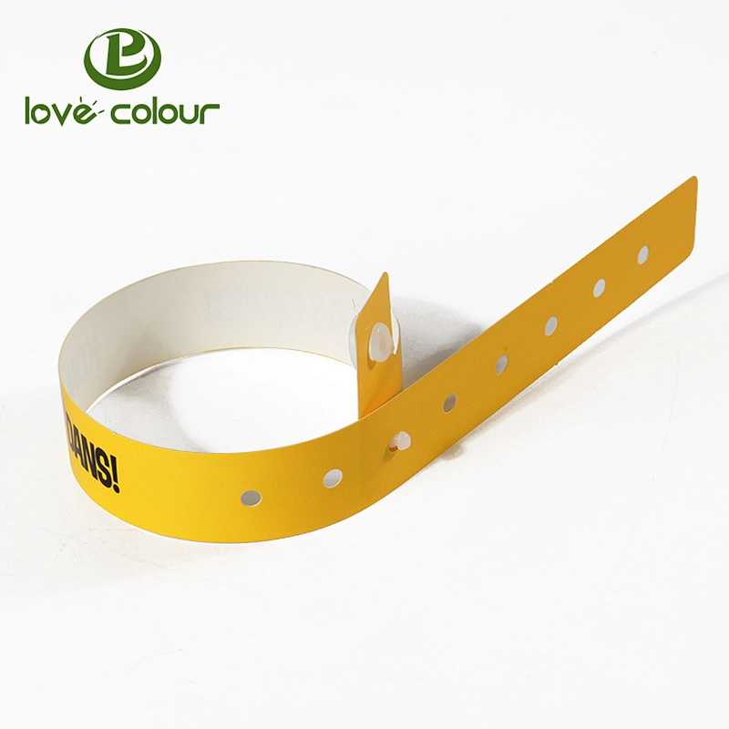 Popular economical imprinted vinyl pvc paper custom event wristbands with self-adhesive closure