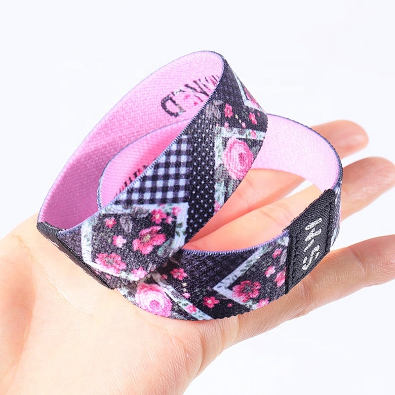 Cheap customized logo polyester elastic wrist band for wedding