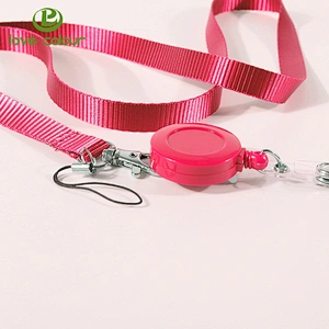 Custom polyester printing soft neck lanyard strap with red retractor badge reel