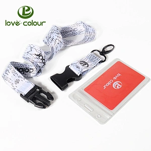 Customized high quality pvc id card holder lanyard with safty buckle hook