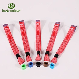 Fashion Polyester Fabric Textile Wristband with Bead Closure for Music Party