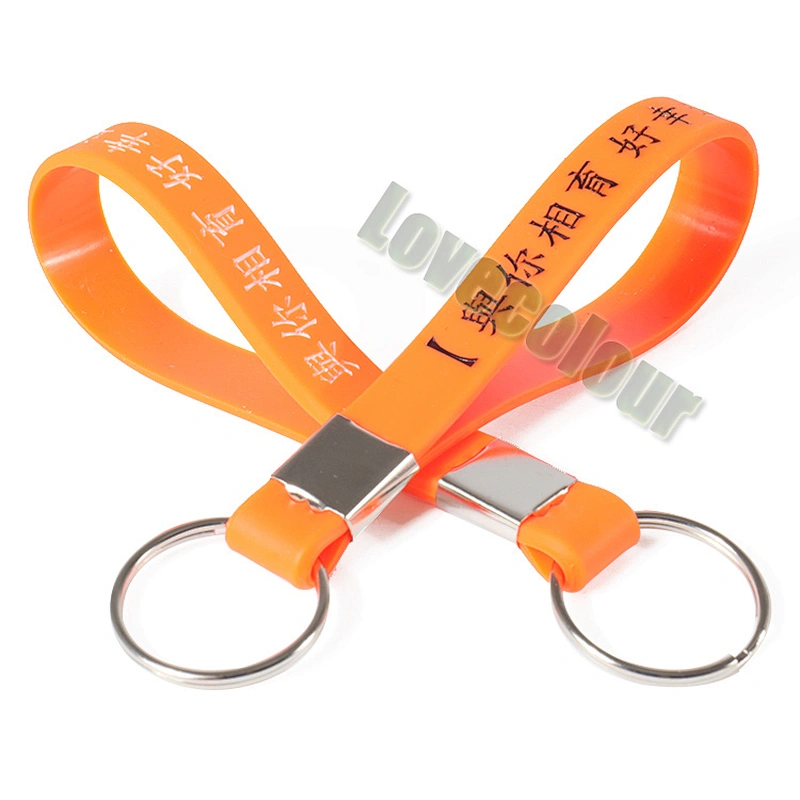 Custom full color silicone keychain with debossed printed