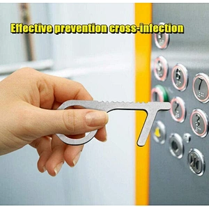 Contactless Zinc Alloy No-touch Door Openers Keychain Tool with Badge Reels