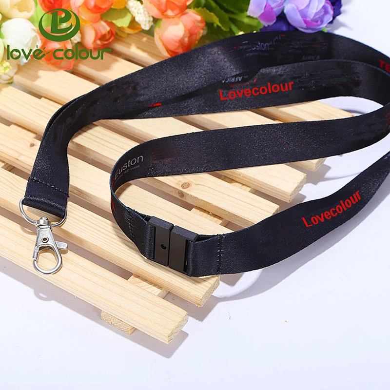 Cheap Customized polyester double layer lanyard strap with keyring