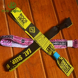 Factory custom polyester disposable festival woven wristband for events free design