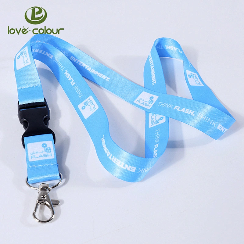 New cool detachable printed polyester lanyard keychains