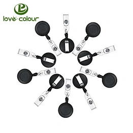Custom black id badge reel retractable badge holder