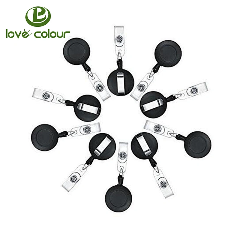 Custom black id badge reel retractable badge holder