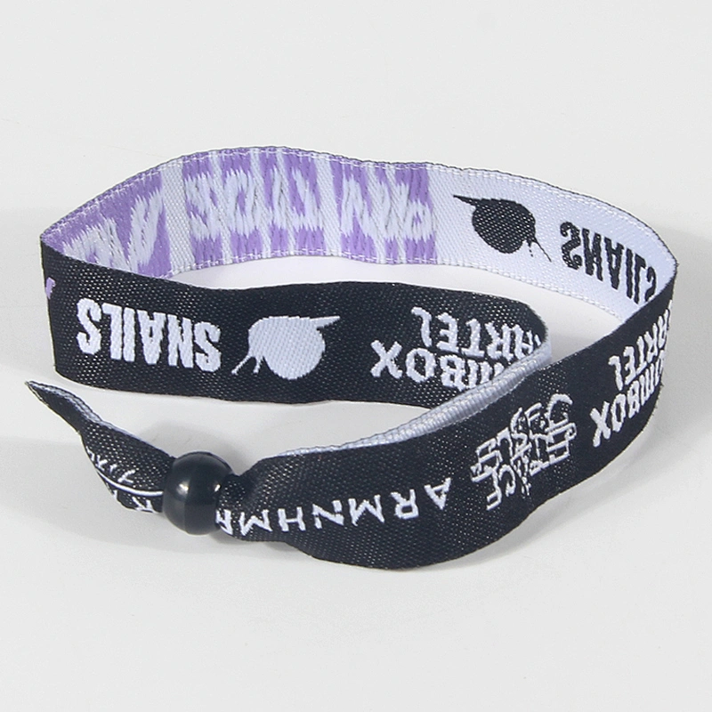 Custom promotional woven wristband embroidered Handmade fabric bracelets