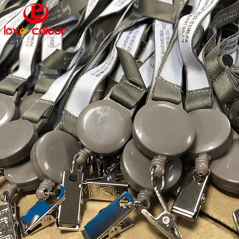 Custom Retractable Reels Keychains Lanyards Polyester Strap for ID Badge Holder