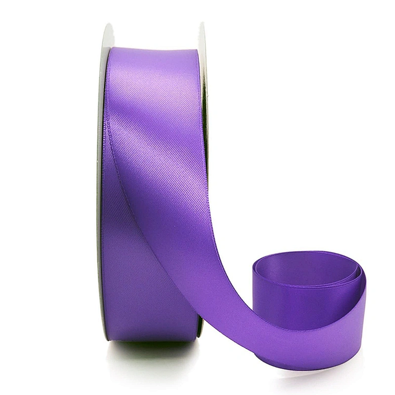 Factory custom high quality beautiful colors polyester double face satin ribbon for wedding