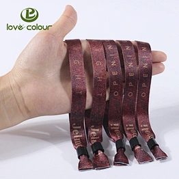 Cheap Custom Made Souvenir Events Heat Transfer Polyester Fabric Wristband With One Time Use Locks