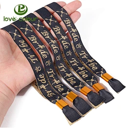 Guangzhou factory wholesale custom polyester woven wristband with aluminum tube lock