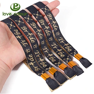 Guangzhou factory wholesale custom polyester woven wristband with aluminum tube lock