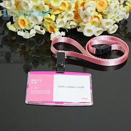 Wholesale clear rigid plastic business card holders with neck rope