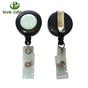 Custom Black Identification Round Badge Reel with Belt Clip
