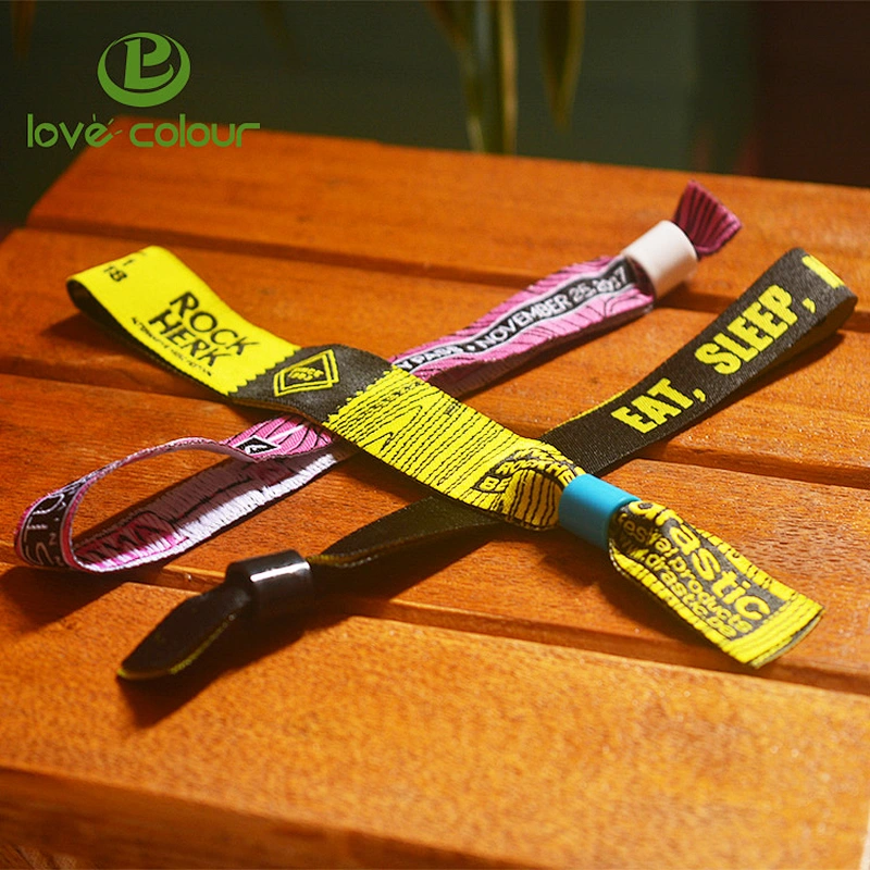 Custom polyester fabric bracelet wristbands for entrance ticket