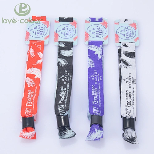 Custom Woven cloth fabric RFID wristband with plastic accessory
