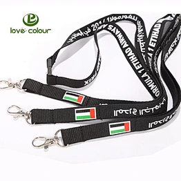 Custom new product plain black silkscreen lanyard from Guangzhou factory