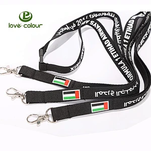 Custom new product plain black silkscreen lanyard from Guangzhou factory