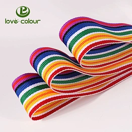 Guangzhou manufacture custom made polyester rainbow ribbon