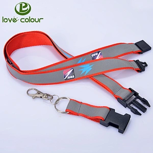 Custom eco-friendly business id card holder polyester printing reflective lanyard strap