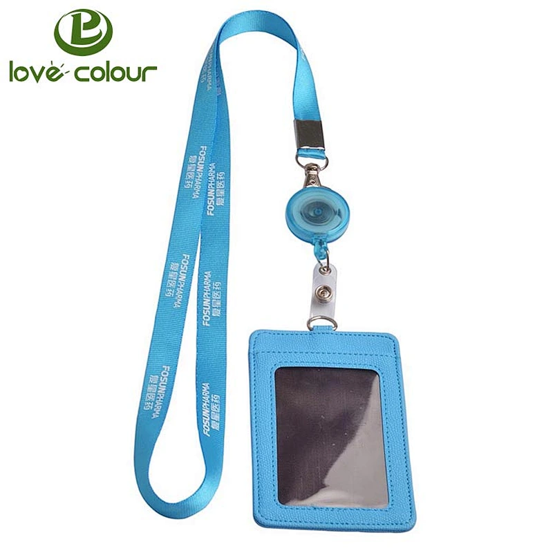Polyester custom logo lanyards with id card badge holder
