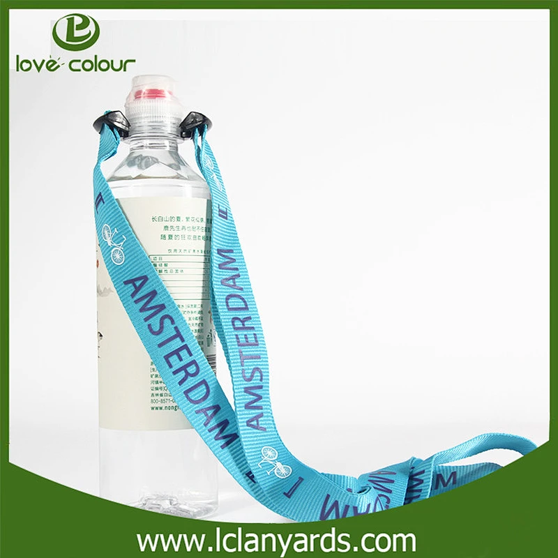 Cute functional polyester lanyard water bottle carrying strap