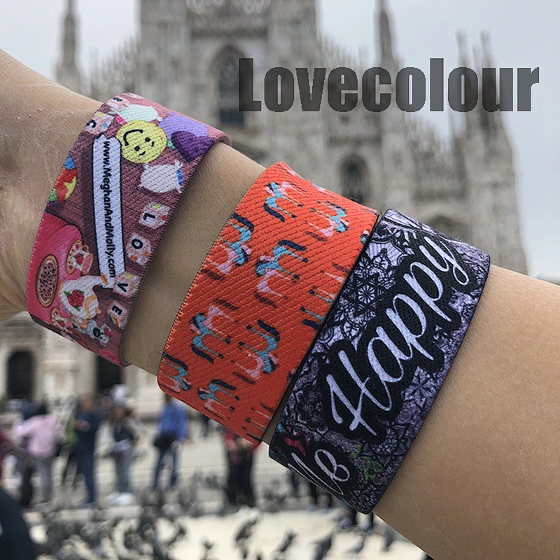 Polyester custom full color dye sublimation printing inside/outside elastic wristband