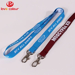 Custom woven logo polyester lanyards strap for card holder with metal clip