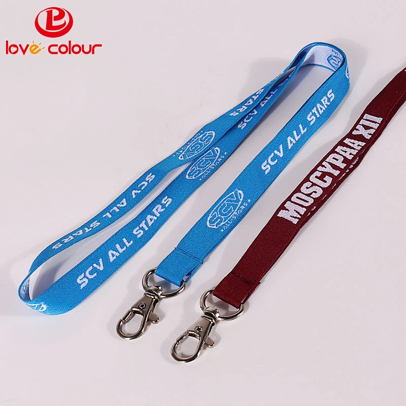 Custom woven logo polyester lanyards strap for card holder with metal clip