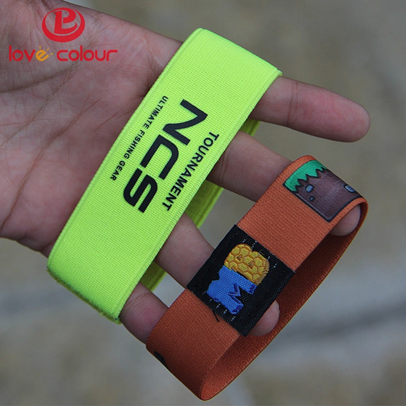 Polyester custom your logo elastic fabric tube wristband