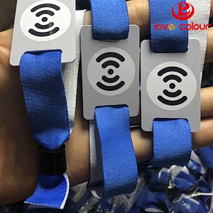 Custom single use woven id wrist band polyester active rfid wristband