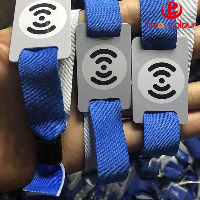 Custom single use woven id wrist band polyester active rfid wristband