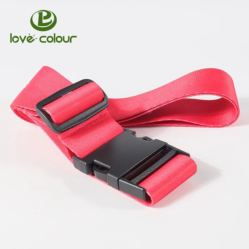 Polyester heat transfer red printing luggage belt / strap with adjustable buckle