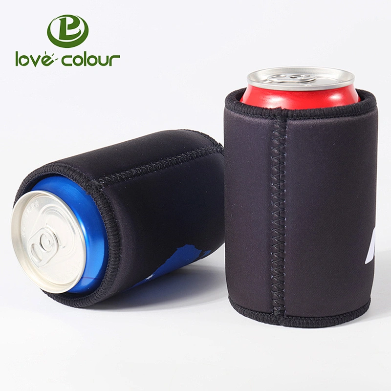 Personalised Logo Black Color Neoprene Beer Can Cooler Sleeve for Promotion