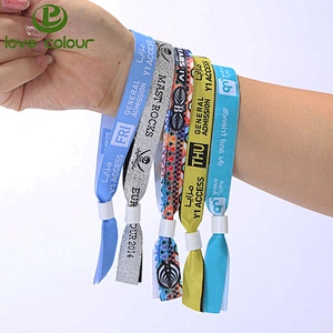 Good Price polyester material high secure fabric wristband bracelet with plastic fastener